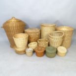 Various wicker laundry baskets, waste paper baskets, etc.
