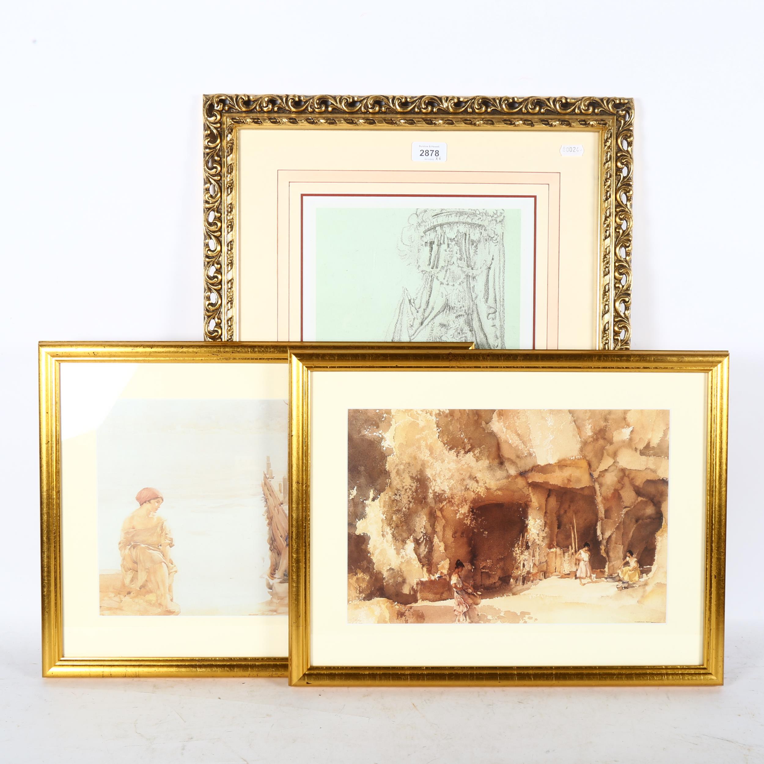 A set of 5 William Russell Flint prints, all framed, and another by the same artist, Madam Du