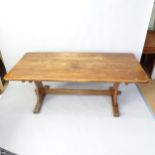 An oak refectory dining table, 198cm x 74cm x 90cm