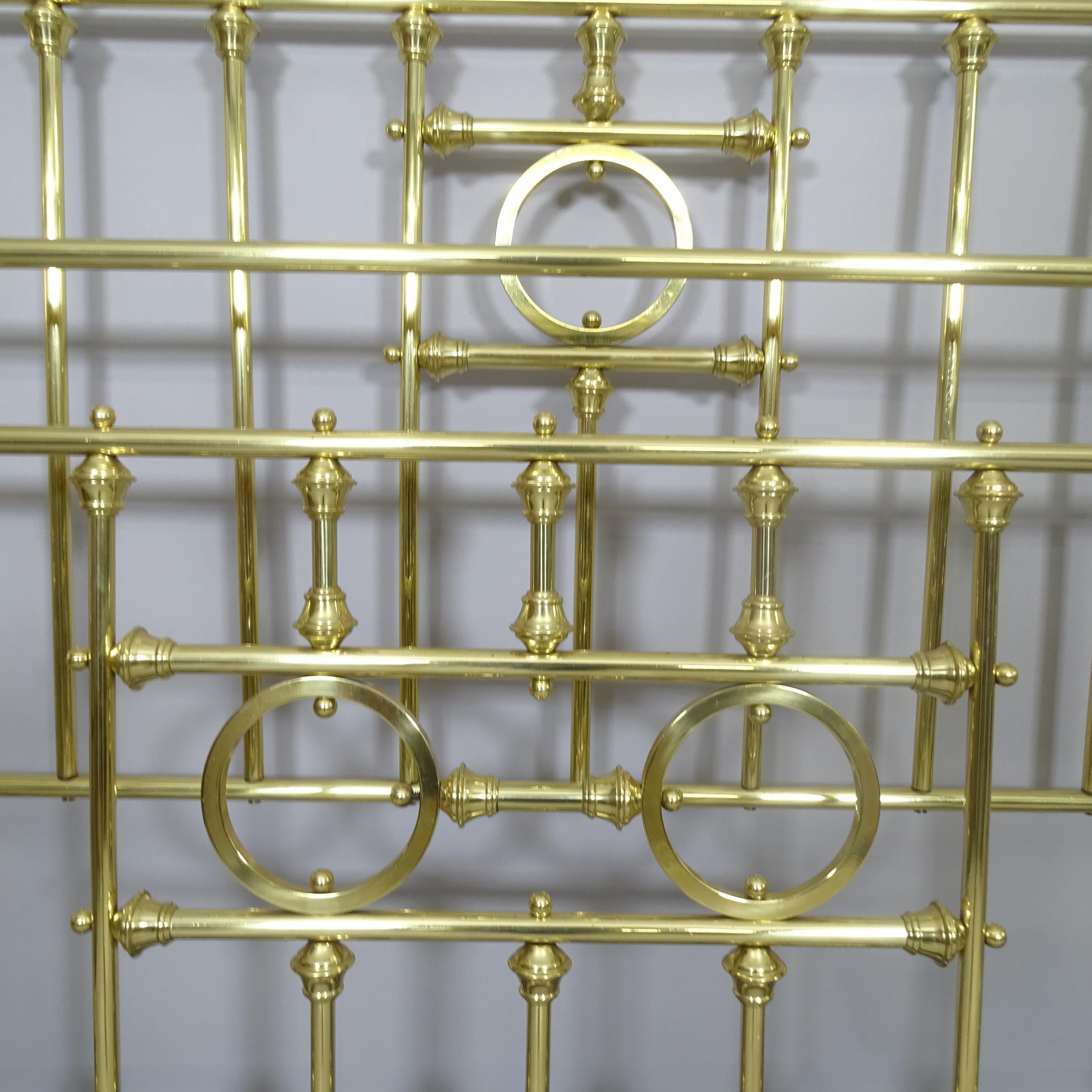 A modern brass 5' double bed, with side rails. - Image 2 of 2