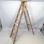 A vintage pine step ladder. Height 180cm