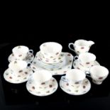 Shelley 1950s Rose and Pansy transfer decorated tea service for 6 people