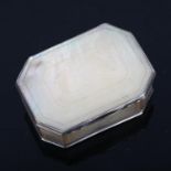 A 19th century engraved mother-of-pearl trinket box of canted rectangular form, with unmarked