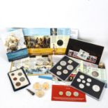 A group of commemorative coins and medallions, including 2015 United Kingdom proof coin set, Diamond