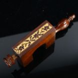 A 19th century Tunbridge Ware rosewood and parquetry banded sewing clamp, length 21cm