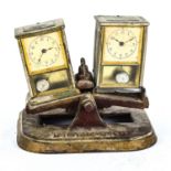 A Vintage chess clock by Fattorini & Sons of Bradford, on cast-iron base, base width 14cm