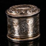 A late 19th/early 20th century Dutch silver marriage box, relief embossed decoration, marks on base,