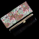 TIFFANY & CO - a 14ct gold mounted tortoiseshell comb, serial no. 22096M, length 10.5cm, in original
