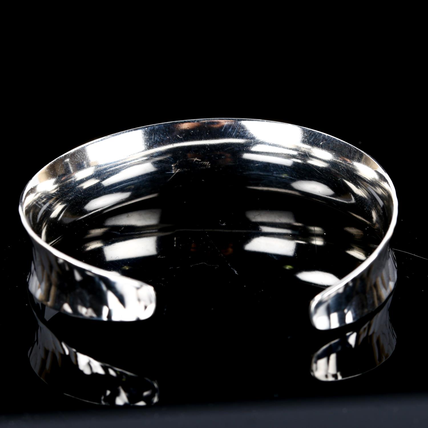 NIELS ERIK FROM - a Danish stylised sterling silver torque bangle, planished decoration, band - Image 2 of 5