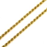 A 9ct gold rope twist chain necklace, length 60cm, 15.5g No damage or repairs, no broken links,