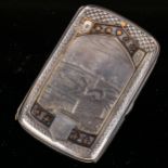 A Victorian silver and 9ct rose gold hunting cigarette case, engraved decoration with vacant