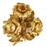 M BUCCELLATI - a Vintage Italian 18ct gold citrine floral spray scarf clip brooch, circa 1970s, with