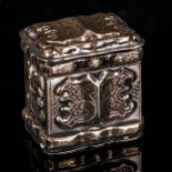 A late 19th/early 20th century Dutch silver marriage box, relief embossed decoration, marks on base,