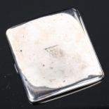 ASPREY - an Edwardian silver curved cigarette case, square form with gilt interior, hallmarks