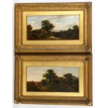 John Westall (active 1873 - 1893), pair of oils on canvas, rural scenes, signed, 20cm x 40cm,
