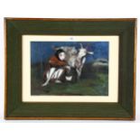 Stanislaw Frenkiel (1918 - 2001), oil on board, figure milking a goat, 30cm x 40cm, framed