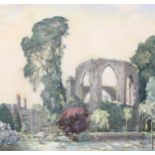 William Thomas Wood, watercolour, stone ruins, signed, 46cm x 48cm, framed