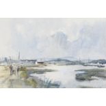 Elizabeth Scott-Moore (1902 - 1993), watercolour, wet wintery weather Kent, signed, 37cm x 55cm,