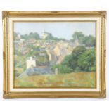 Tom White, oil on board, St Lunaire France, signed with Exhibition label verso, 40cm x 49cm, framed