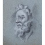 Samuel Woodforde RA (1763 - 1817), charcoal/chalk on blue paper, circa 1790, male head study,