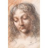Thomas O'Donnell (1944 - 2020), charcoal/pastel Classical portrait, signed, 30cm x 20cm, framed