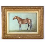 Watercolour/gouache, portrait of a horse, signed with initials PAS, 18cm x 28cm, framed