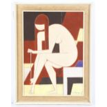 Contemporary oil on canvas board, abstract nude, indistinctly signed, 40cm x 27cm, framed