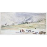 Mid-19th century watercolour, landscape near Lucerne, unsigned, 24cm x 50cm, mounted