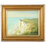 Norman Wilkinson, oil on board, Beachy Head, signed, 35cm x 45cm, framed