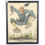 Bruce Bairnsfather, original First War Period watercolour, Jumping at Dixon's, unsigned, 74cm x