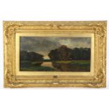 19th century oil on wood panel, rural scene, signed with monogram and indistinctly inscribed, 25cm x