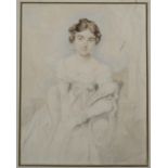 Mid-19th century British School, watercolour, portrait of a woman, unsigned, 27cm x 21cm, mounted