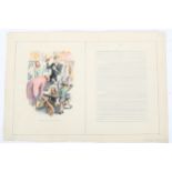 J Armstrong, original watercolour book illustration, street market, signed and dated '47, sheet size