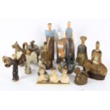 Mana Lagereholm (1946 - 2001), collection of Studio pottery figures, largest height 25cm