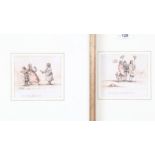 Paul Sandby (circa 1730 - 1809), pair of ink and watercolour caricature sketches, unsigned, Abbott &