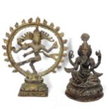 2 Indian bronze deities, Vishnu, height 24cm, and Ganesh, height 18cm (2) Both in good condition
