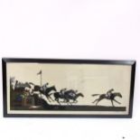 A point to point racing cut-out silhouette picture, by J B Oakley, dated 1944, framed, overall