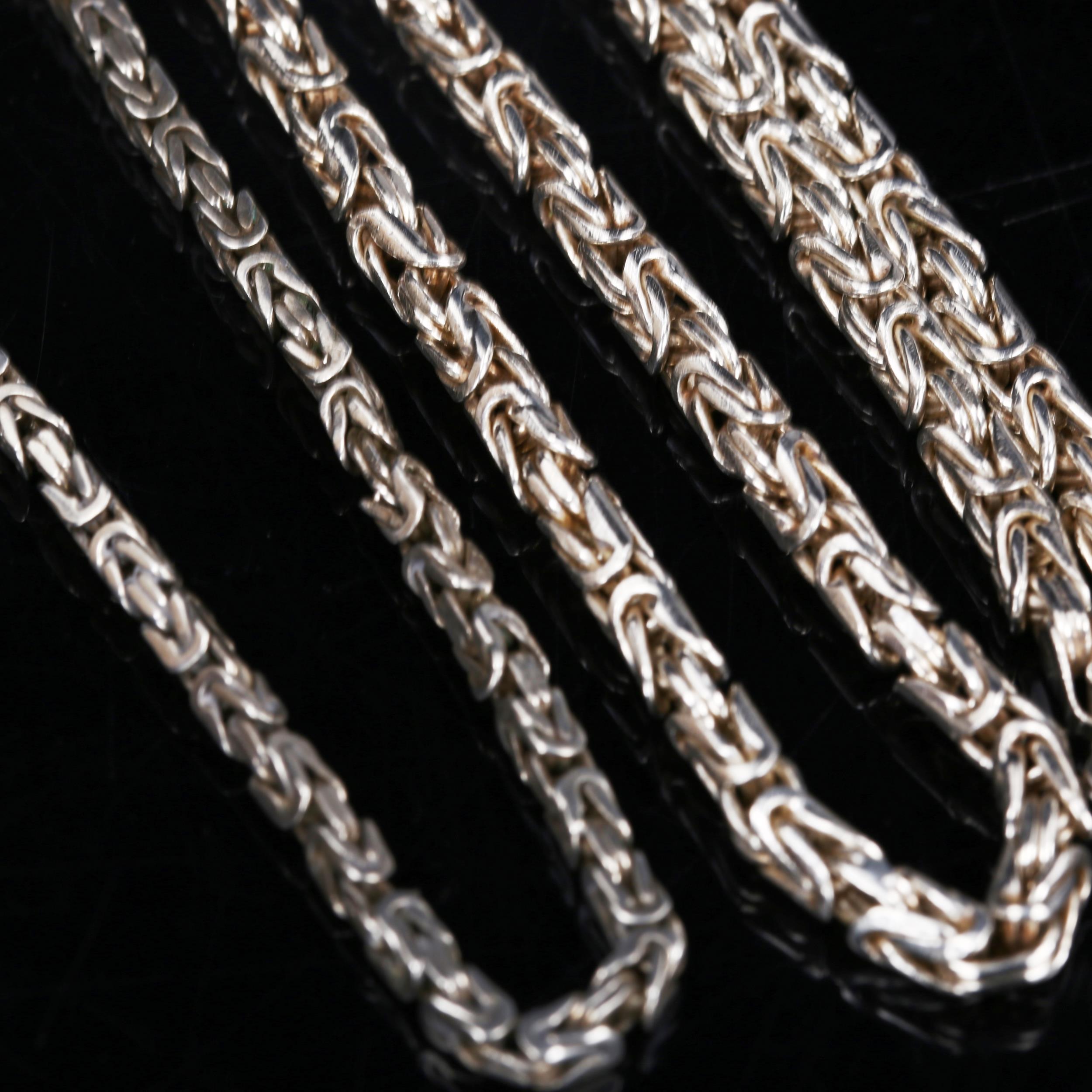 A modern Italian sterling silver bird cage link chain necklace and bracelet set, lengths 48cm and - Image 3 of 4