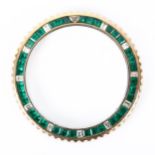 ROLEX - a custom 18ct white gold emerald and diamond watch bezel, for Sport models such as