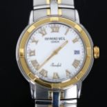 RAYMOND WEIL - a gold plated stainless steel Collection Parsifal quartz bracelet watch, ref. 9540,