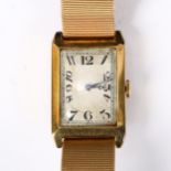 ROLEX - an Art Deco 18ct gold Prima mechanical wristwatch, ref. 32, circa 1926, rectangular silvered