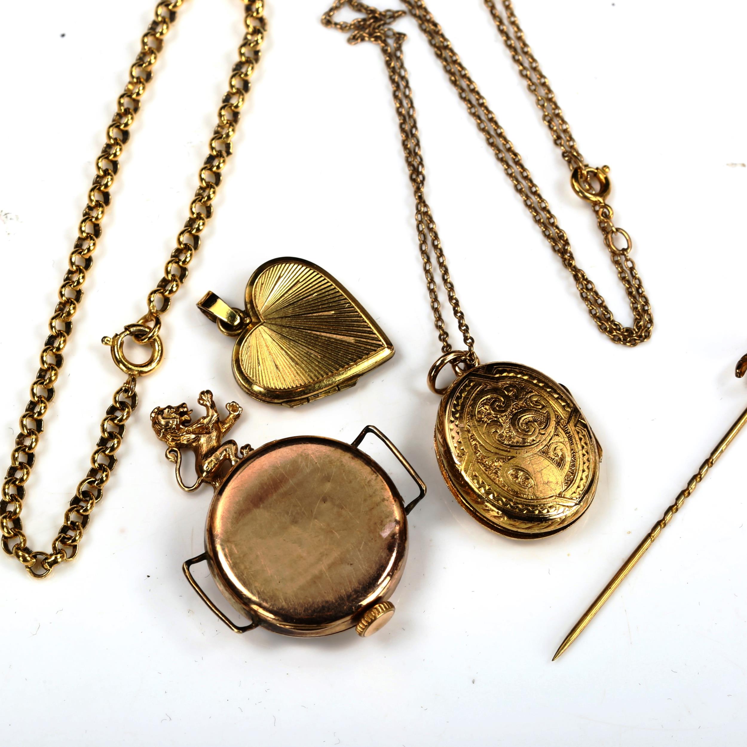 Various jewellery, including miniature 9ct rampant lion, 1.6g, photo locket pendant on 9ct chain, - Image 2 of 4