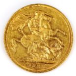 A Victoria 1888 gold full sovereign coin, Jubilee Head, Melbourne Mint, 7.9g