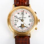 BUECHE GIROD - a gold plated Moonphase mechanical chronograph wristwatch, white dial with Arabic