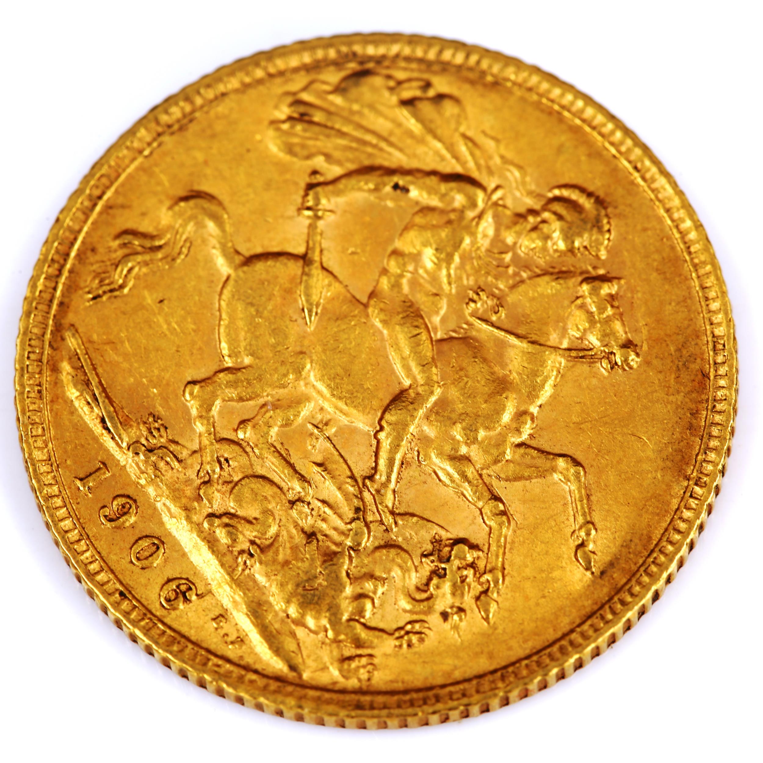 An Edward VII 1906 gold full sovereign coin, 7.9g - Image 3 of 3