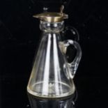 ASPREY - a George V silver-mounted glass Whisky noggin, by Asprey & Co Ltd, hallmarks London 1914,