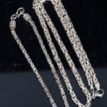 A modern Italian sterling silver bird cage link chain necklace and bracelet set, lengths 48cm and