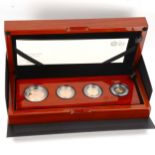 An Elizabeth II 2018 Royal Mint four coin gold proof set, comprising double sovereign, full