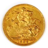 An Edward VII 1906 gold full sovereign coin, Perth Mint, 7.9g