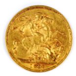 A Victoria 1898 gold full sovereign coin, Old Head, Melbourne Mint, 7.9g